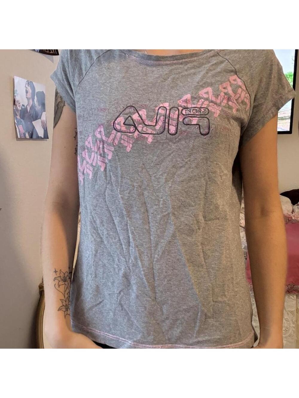 Fila Women's Grey and Multi Tshirt